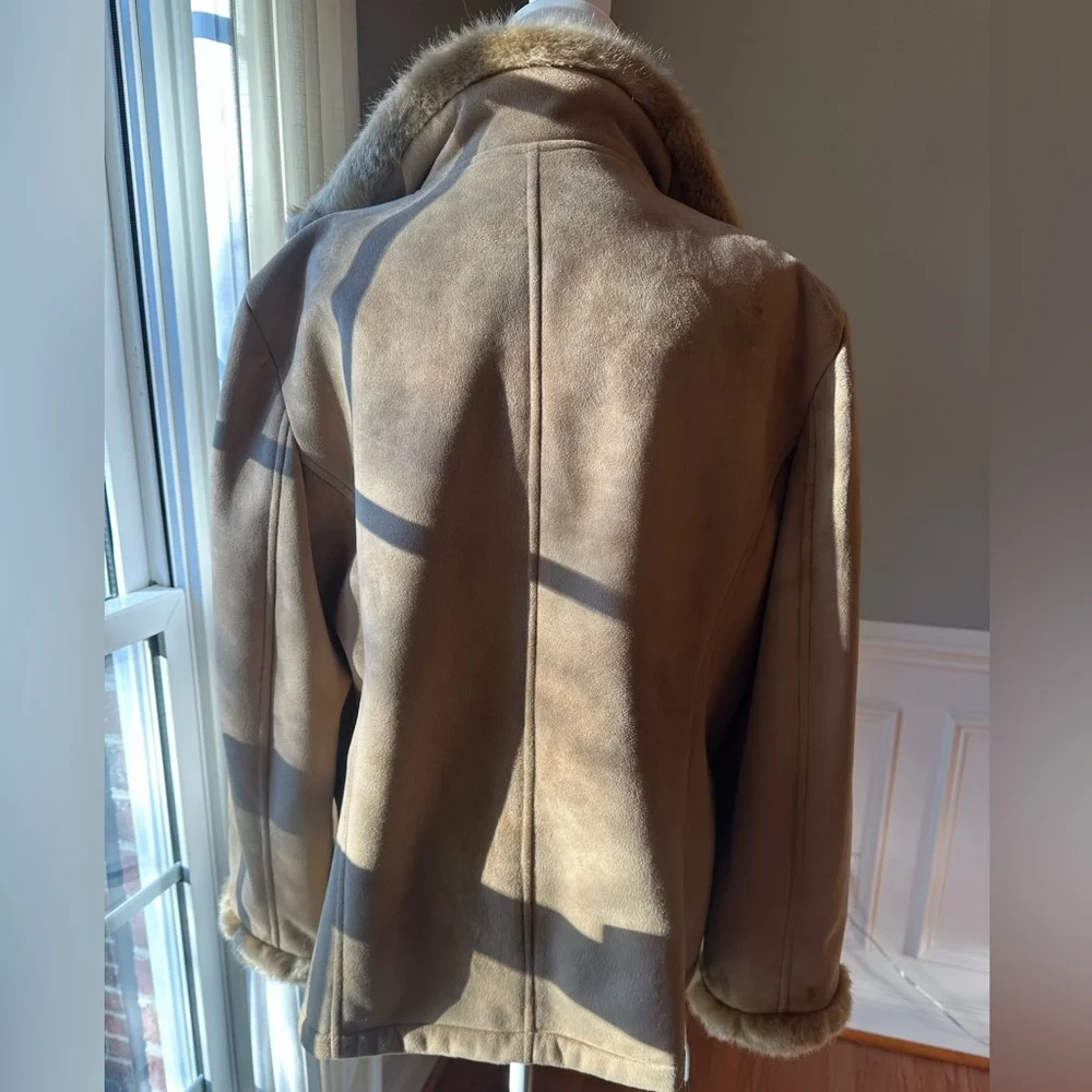 Liz Claiborne Brown Faux Fur Trimmed Jacket - Picture 2 of 4